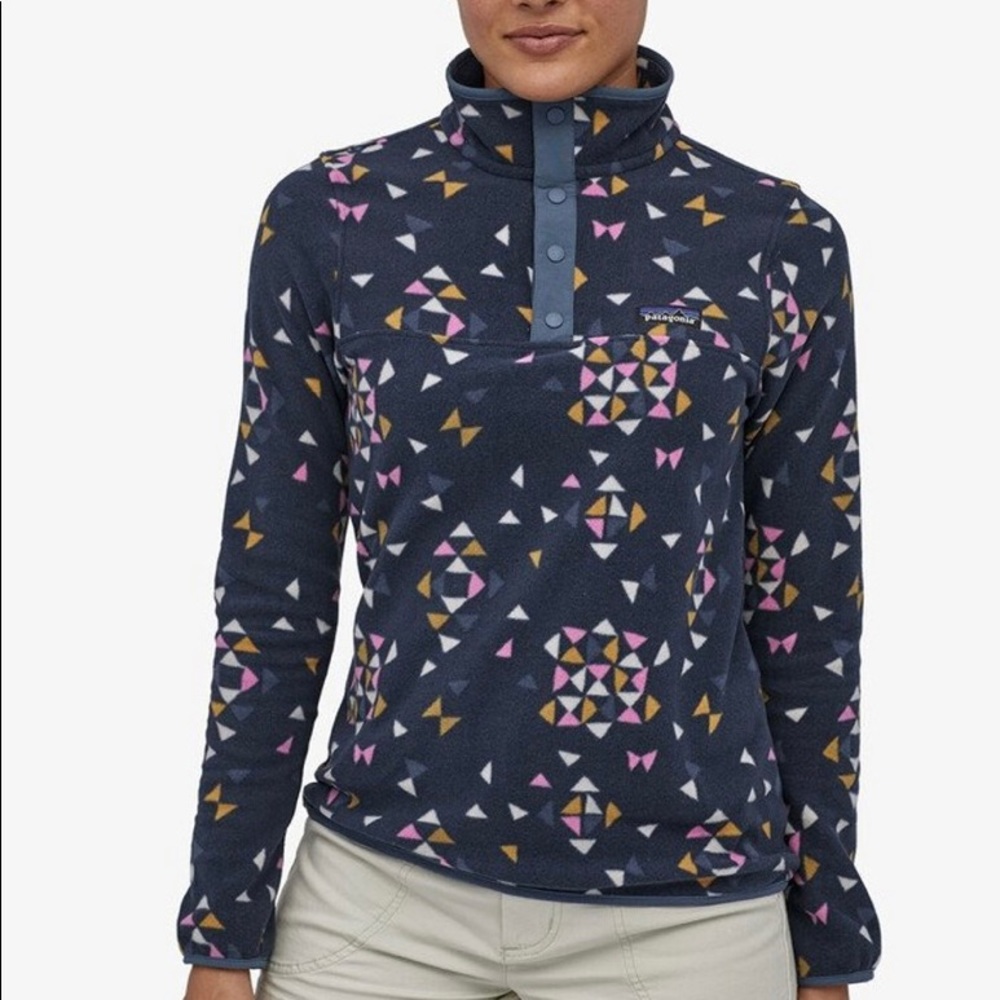 Patagonia Women's Geometric Pattern Sweater - Navy, Pink, Yellow